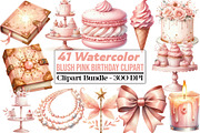 Watercolor Blush Pink Birthday, an Illustration by DreamCafeArt (Thumbnail 1 of 5)