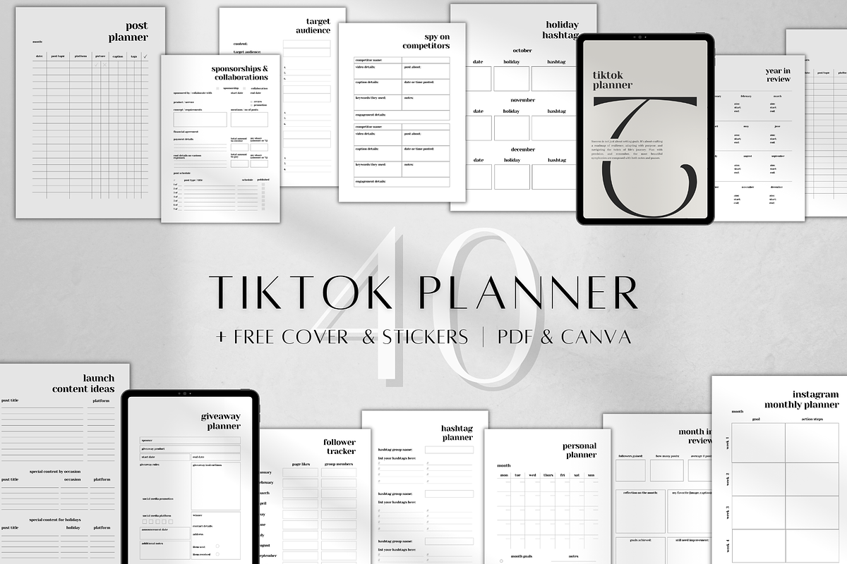 Tik Tok Planner Printable, a Stationery Template by BRANDcontent (Photo 1 of 6)