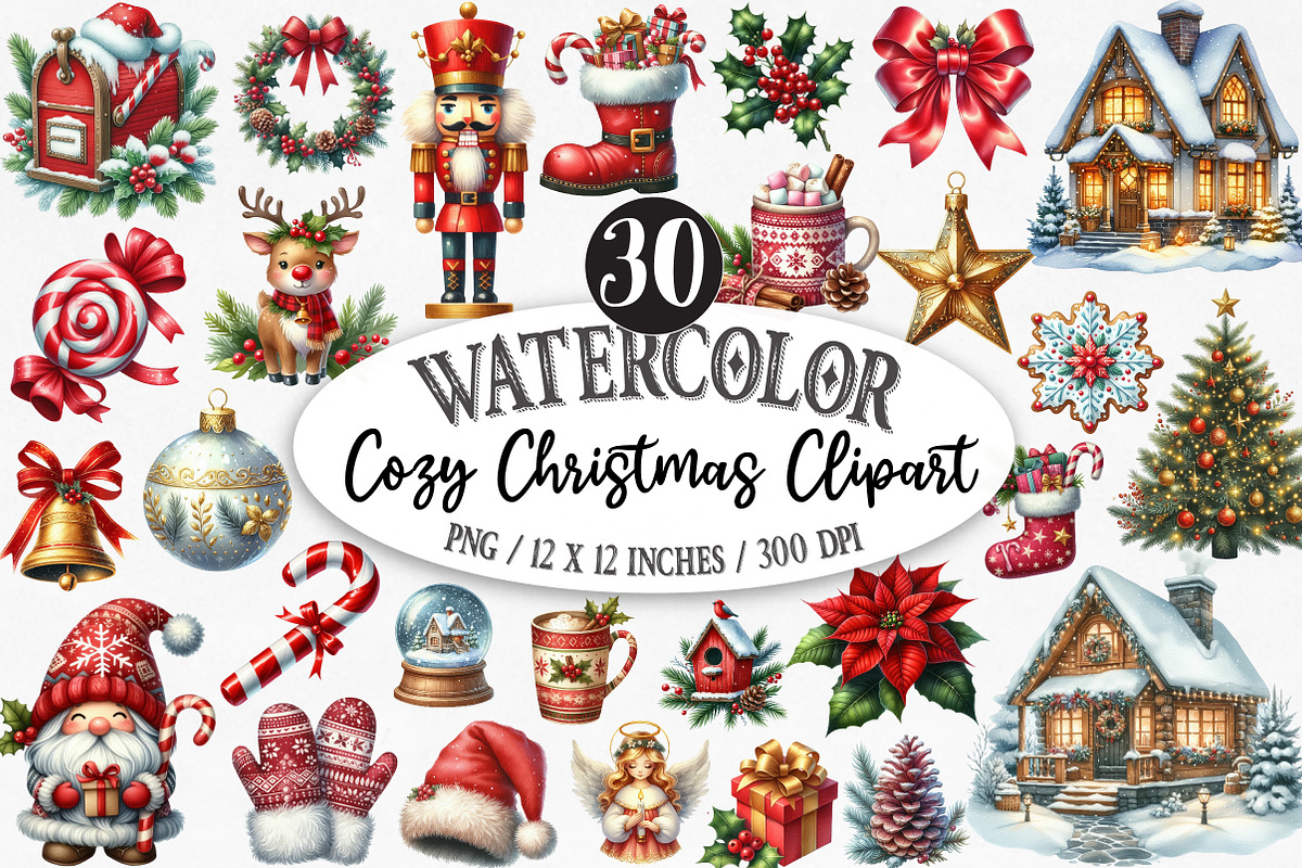 Cozy Christmas Clipart, an Illustration by Designking (Photo 1 of 5)
