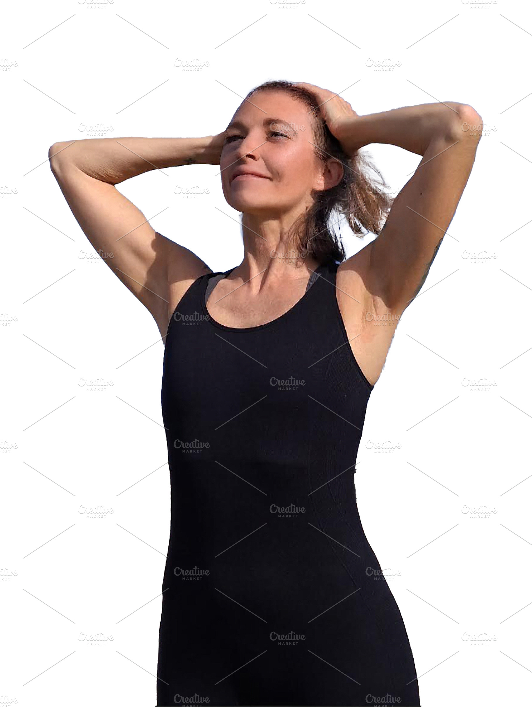 Mature woman at outdoors with calm face, a Person Photo by DanFLCreativo