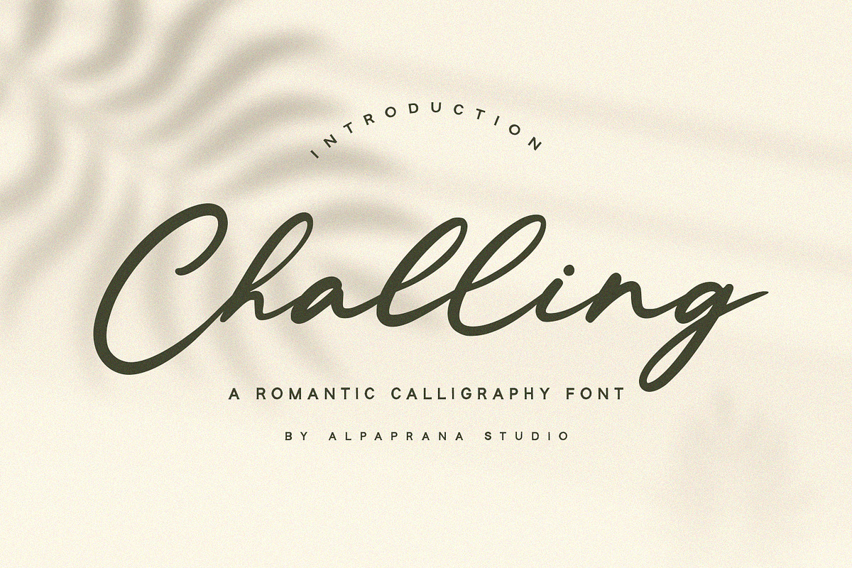 Challing - Romantic Calligraphy Font, a Script Font by Alpaprana (Photo 1 of 12)