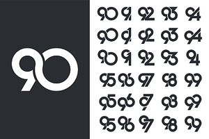 creative number 90 to 99 logo design
