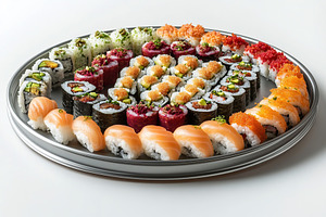 Fresh tasty sushi rolls of japanese cuisine, a Food & Drink Photo by AlyaAnd
