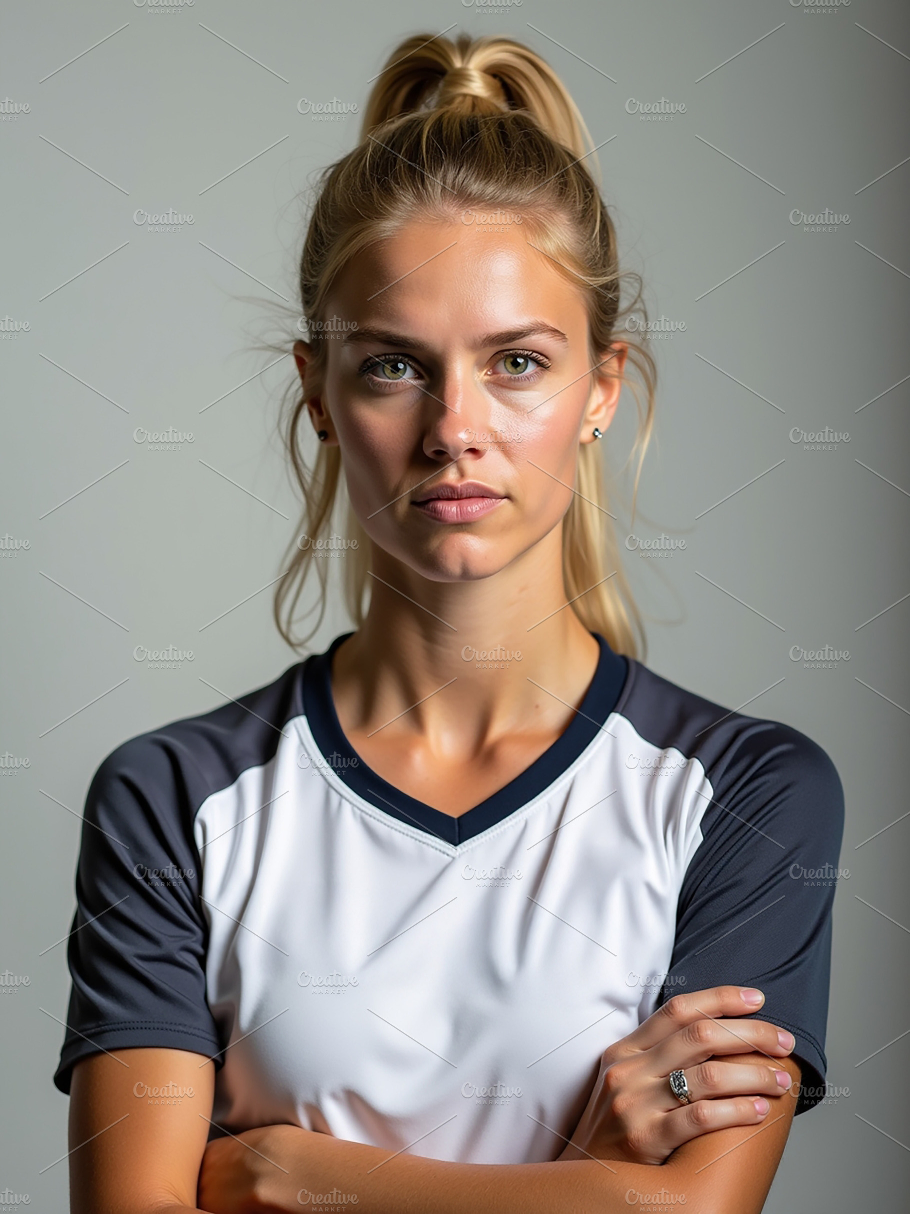 Female Soccer Player Smiling and car, a Person Photo by Stock Shape