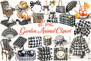 Luxury Black Gingham Summer Clipart, an Illustration by Libby Wishes