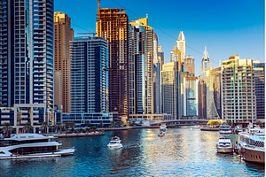 Dubai Marina at sunset, an Architecture Photo by Nature and travel