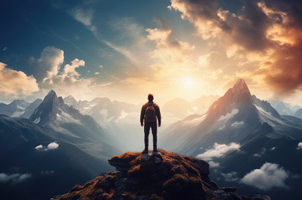 Man standing on top of the mountain, a Photo by Iftikhar Alam