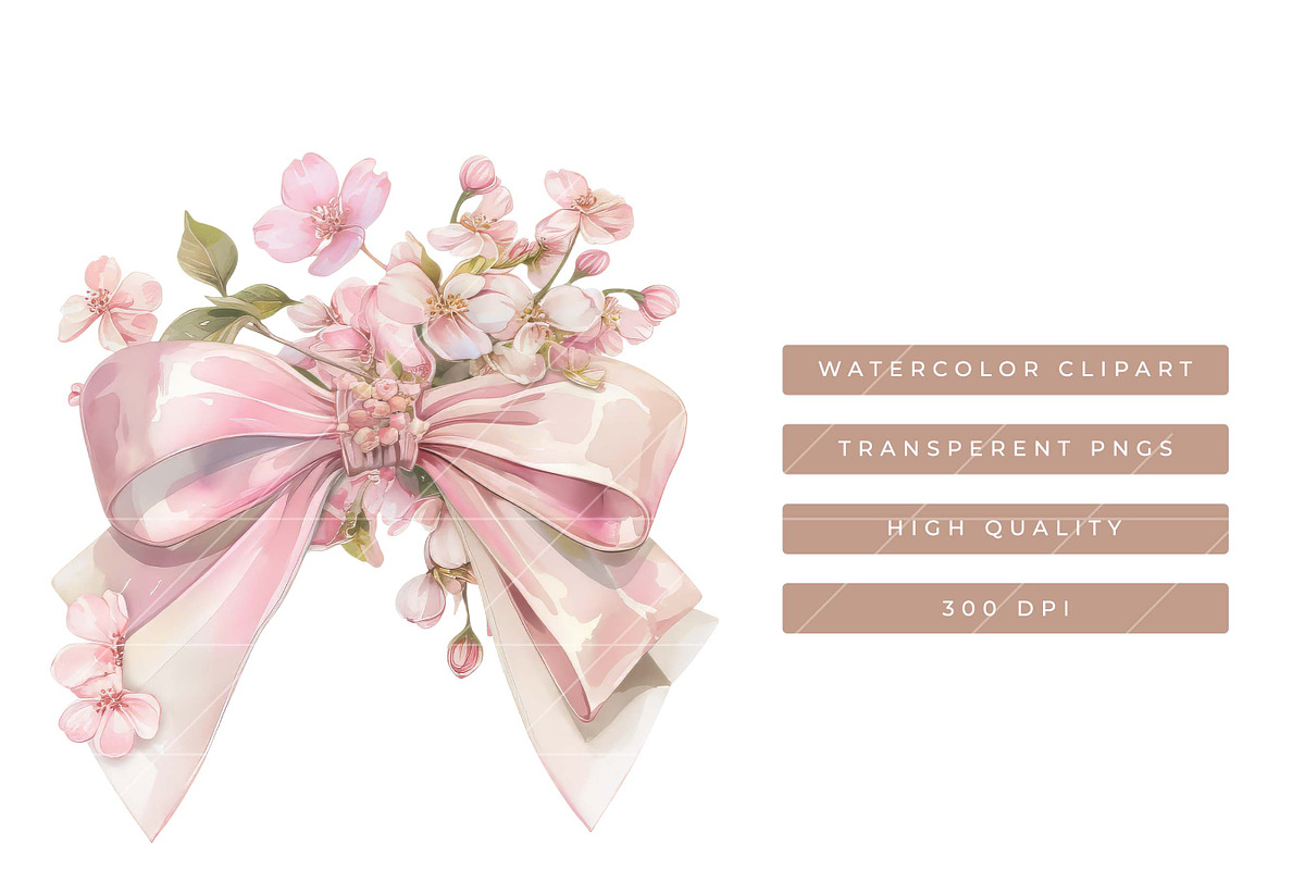 Pink Bow Coquette Clipart, a Decorative Illustration by SparkyDesignsUS (Photo 7 of 9)