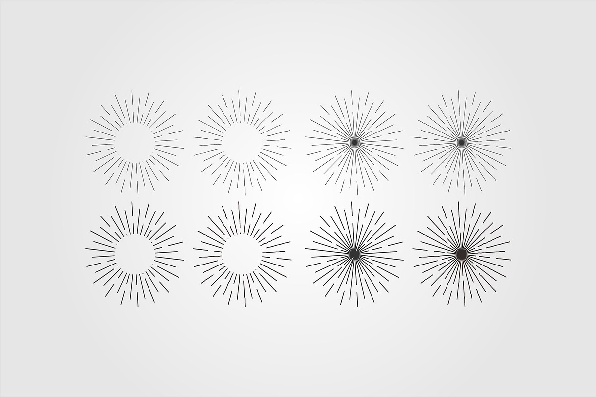 Set of light rays, sunburst logo