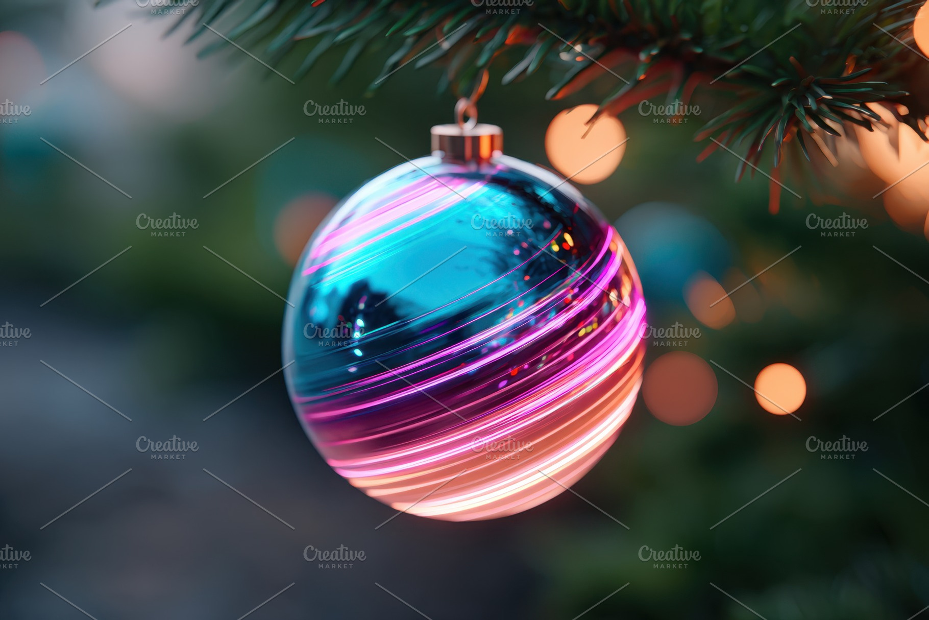 Colorful Christmas ornament with vibrant swirls, a Holiday Photo by AlyaAnd