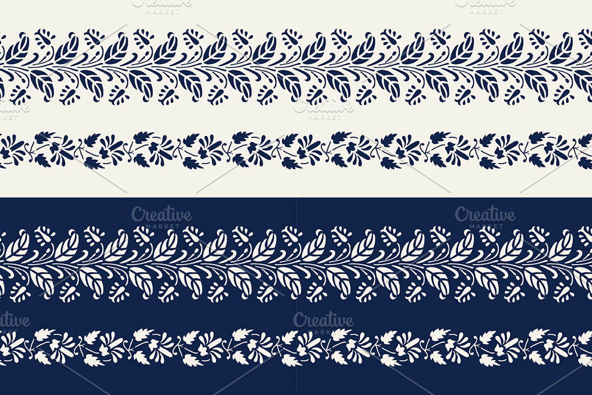 Blue Indian Block Print: Border, a Pattern Graphic by StabuLaRasa illustration (Photo 10 of 16)