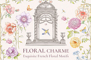 Floral Charme Vintage floral clipart, a Decorative Illustration by Ekaproeka (Thumbnail 1 of 6)