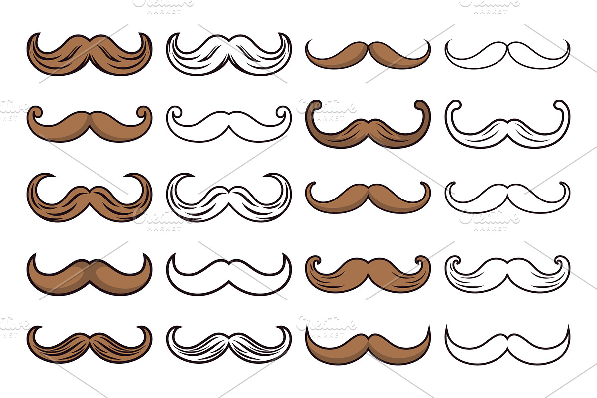 Mustache Vector Set, an Object Graphic by Gomolach