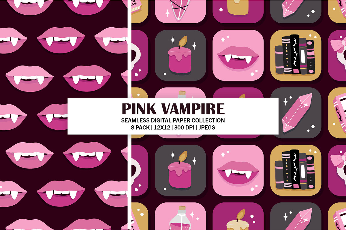 Pink Vampire Seamless Pattern Bundle, a Pattern Graphic by Alanna Messina Design Co (Photo 5 of 8)