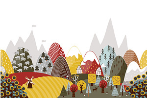 Cute seamless border pattern with, an Illustration by Toltemara
