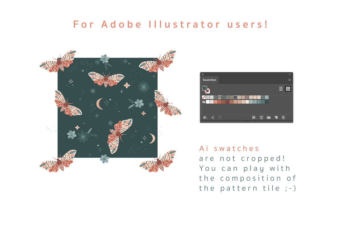Moon Garden pattern & clipart, a Pattern Graphic by @olga.angelloz (Photo 3 of 16)