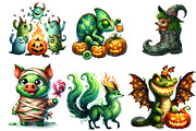 Halloween Green Animal Monster Bundl, an Illustration by DreamArtGraphic (Thumbnail 2 of 5)