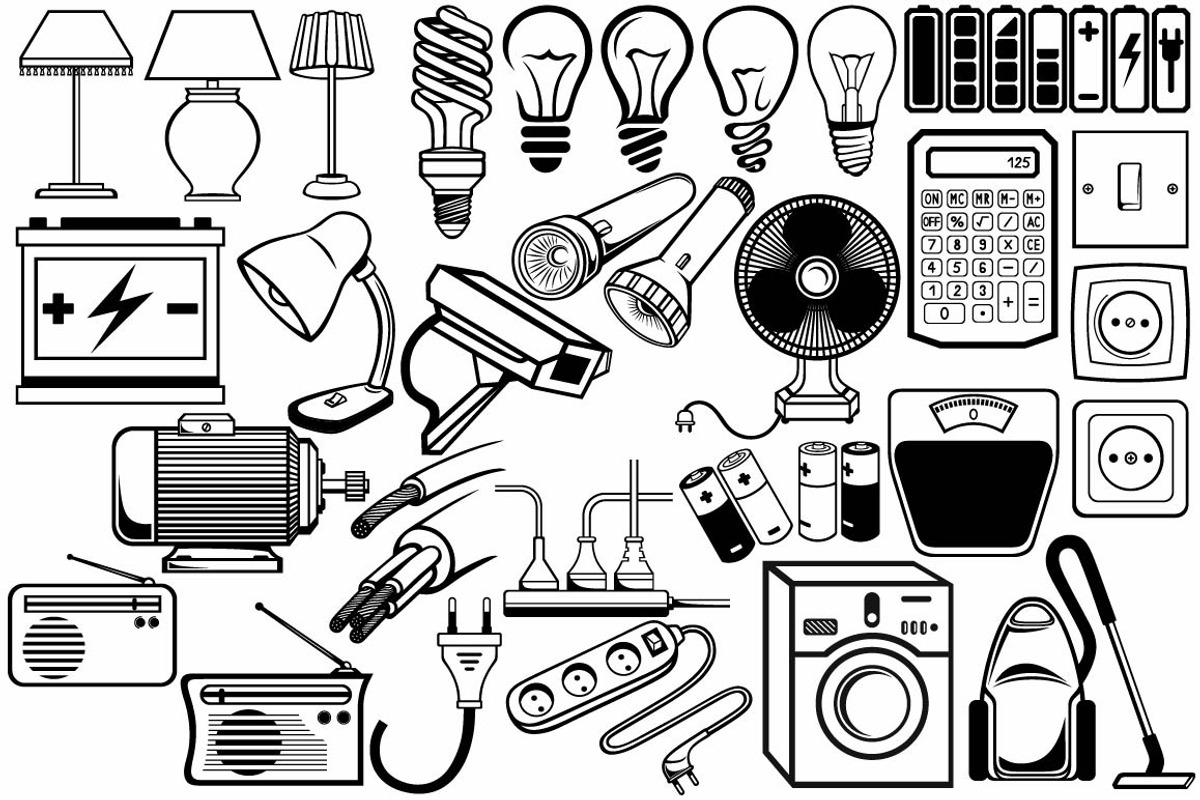 Electronic equipment and appliances, a Decorative Illustration by LineworkStock (Photo 2 of 3)