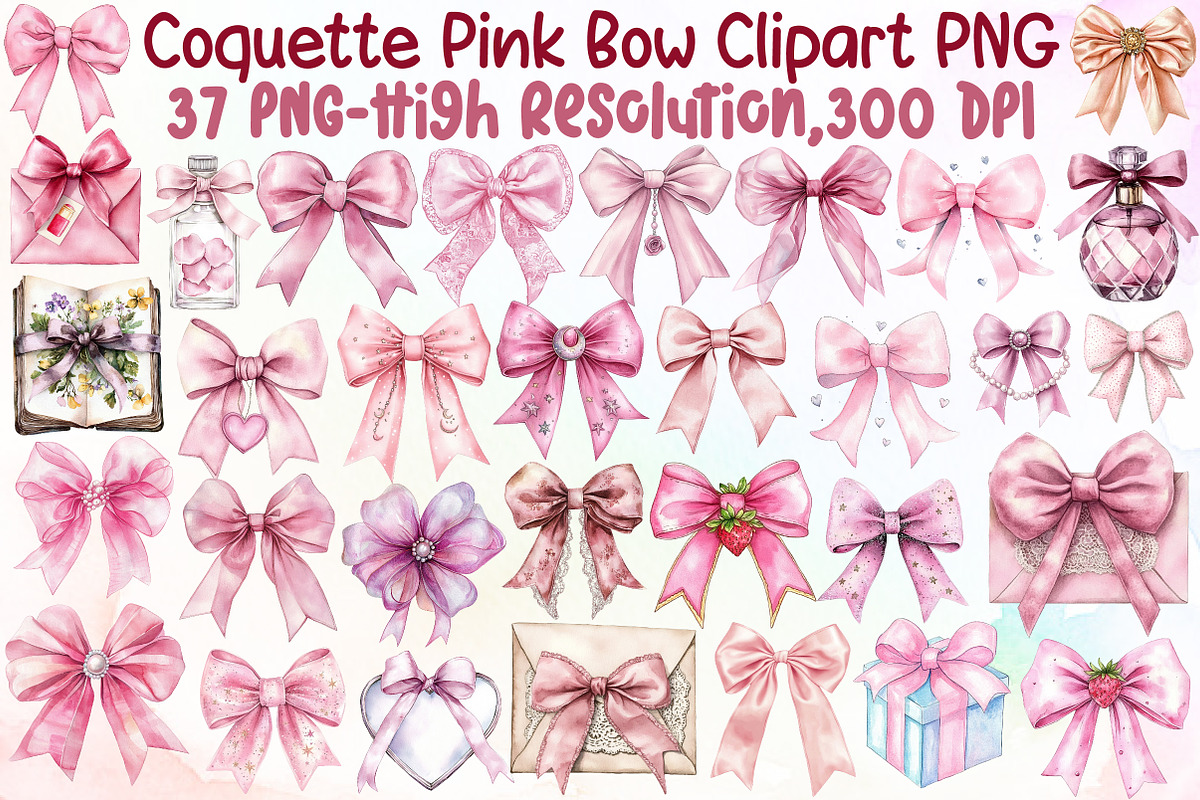 Coquette Pink Bow Clipart, an Illustration by Sublimation Artist (Photo 1 of 6)