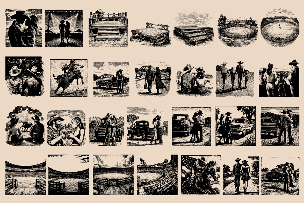 Vintage Retro Rodeo illustrations, an Object Illustration by Nocturnal Wolf (Photo 14 of 17)