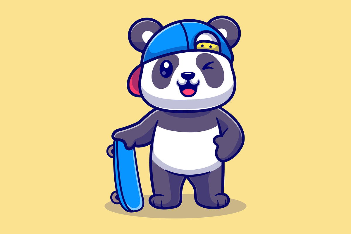 Cute Panda With Skateboard Cartoon, an Animal Illustration by Catalyst ...