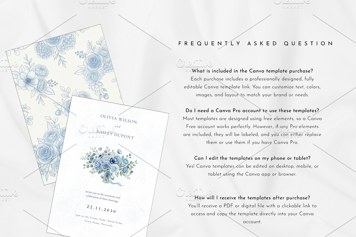 Dusty Blue Wedding Invitation, a Card Template by heynomi (Photo 13 of 13)