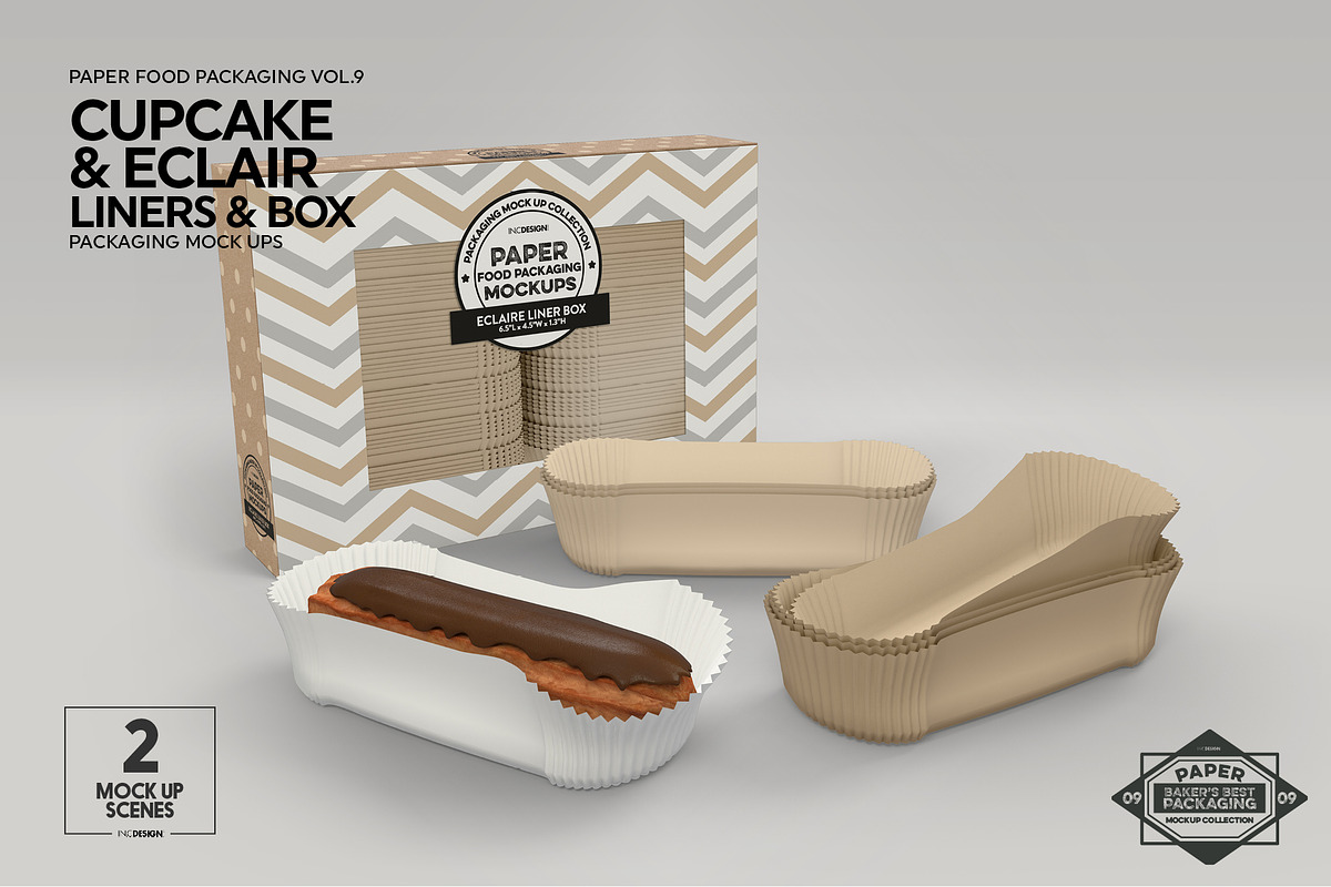 Cupcake Eclaire Liner Box Mockup, a Cups & Container Mockup by INCDesign (Photo 7 of 8)