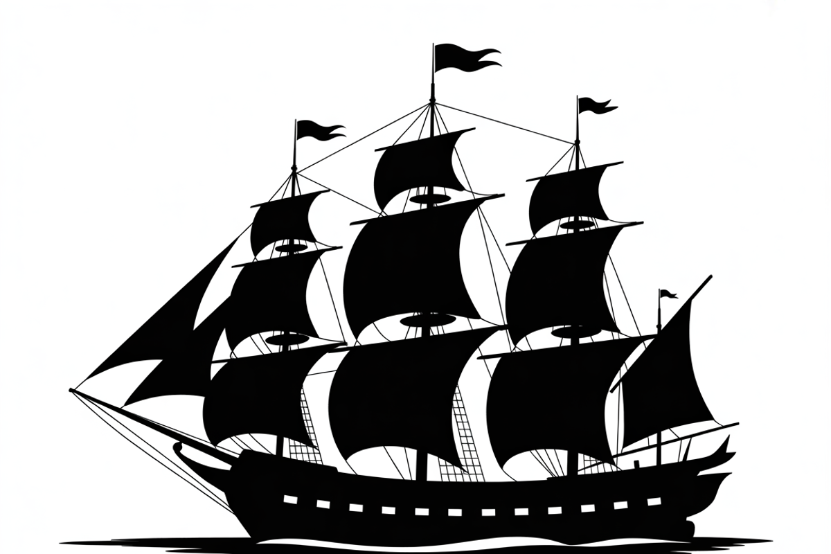 Sailing Ship Silhouette Vector, an Illustration by Amazin_art (Photo 2 of 9)
