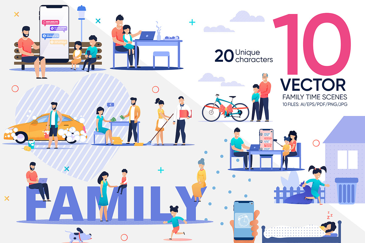 Family Time Vector Scenes, a Landing Page Template by PavelVinnik (Photo 1 of 2)