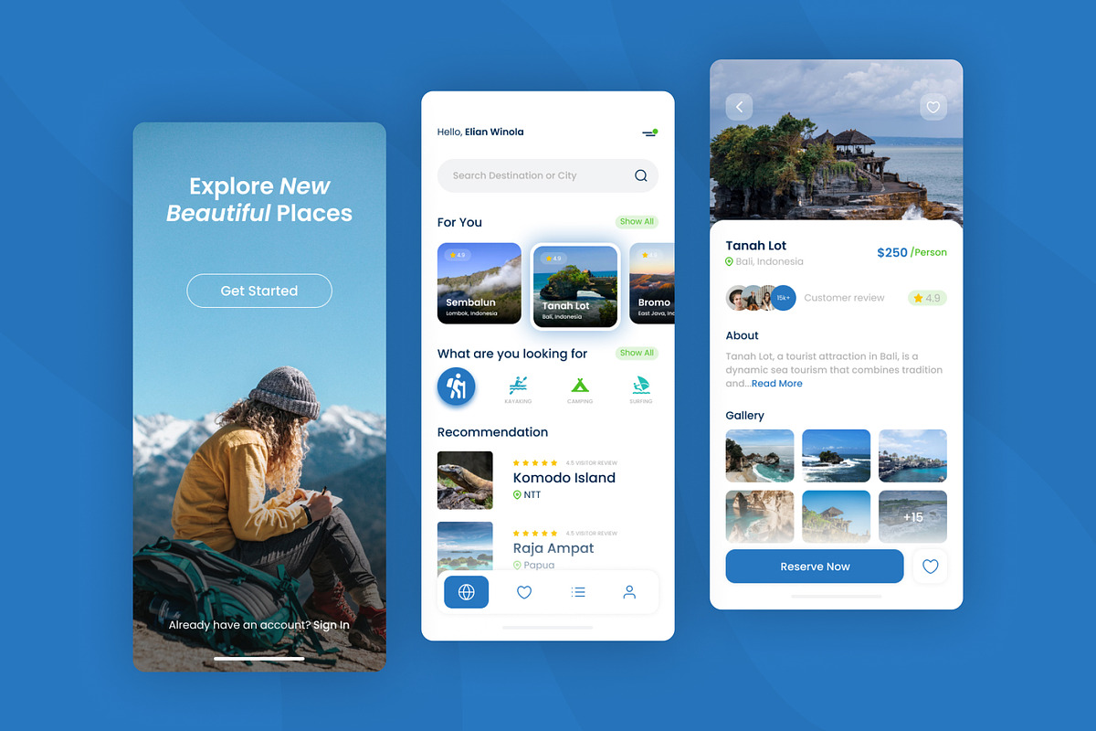 Travel Agency Mobile App, an UI Kit Template by Ermedia Studio (Photo 3 of 4)