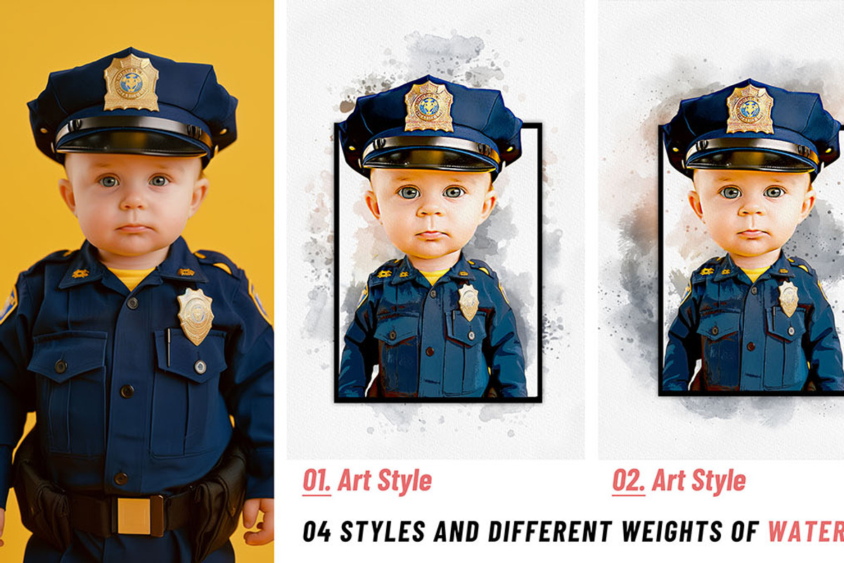 Watercolor Cartoon Portrait Art, an Action Add-On by MRI STUDIO (Photo 3 of 24)