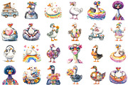 Cute Groovy Silly Goose Clipart Bund, an Illustration by Sublimation Artist (Thumbnail 2 of 6)