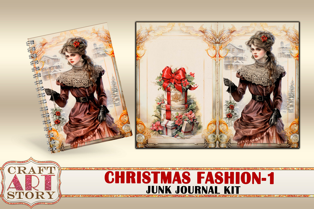 Vintage Christmas Fashion-1, a Person Illustration by CraftArtStory (Photo 3 of 8)