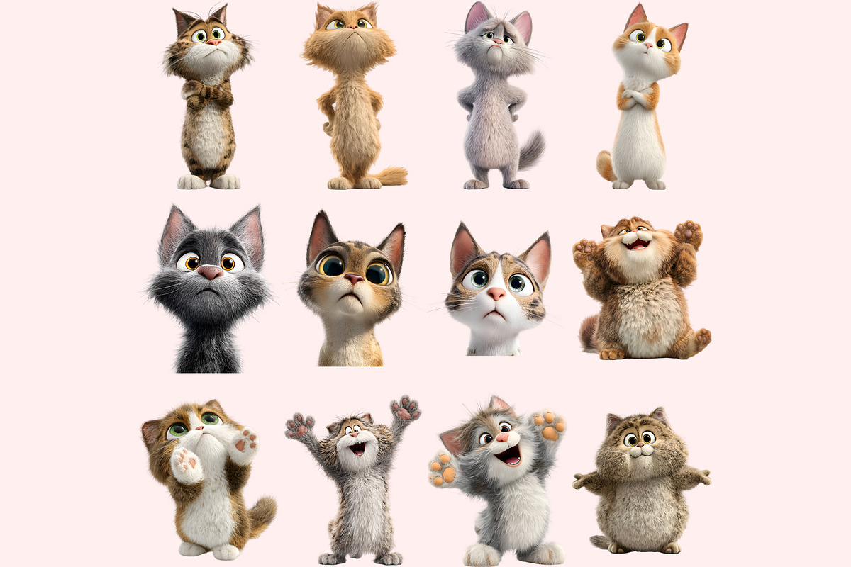 Funny Cat Clipart PNG Bundle, a Graphic by M9 Design (Photo 2 of 9)