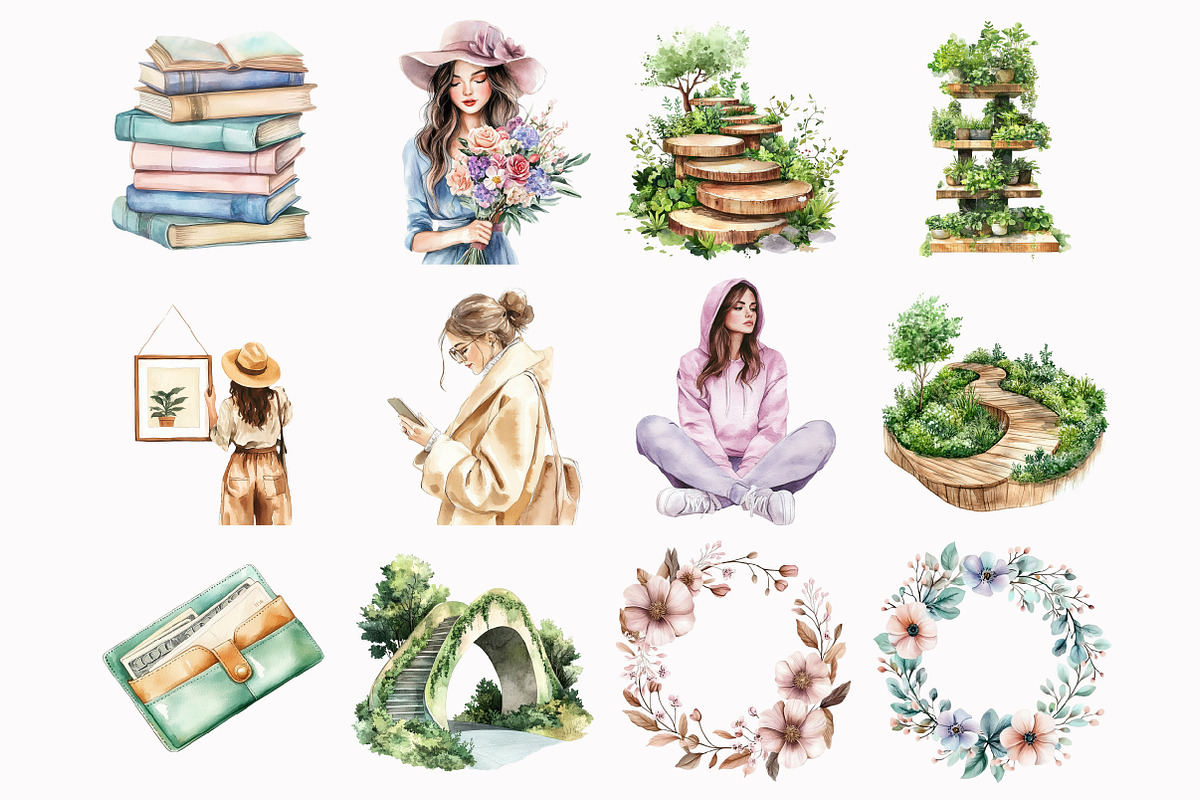 Watercolor Spring Wealth & Goals Cli, an Illustration by Design Market (Photo 2 of 5)