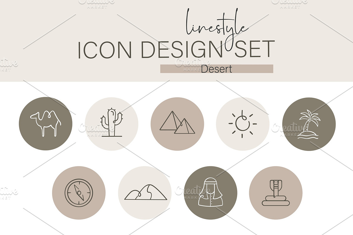 Linestyle Icon Design Set Desert, an Outline Icon by pepulousdsg