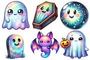 Kawaii Iridescent Halloween Clipart, an Illustration by Pixels.Craft (Thumbnail 3 of 7)