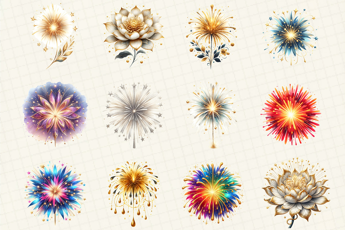 Happy New Year Fireworks Clipart, an Illustration by DreamCafeArt (Photo 4 of 7)