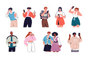 People with smartphones set, a Person Illustration by PaperTrident (Thumbnail 1 of 6)