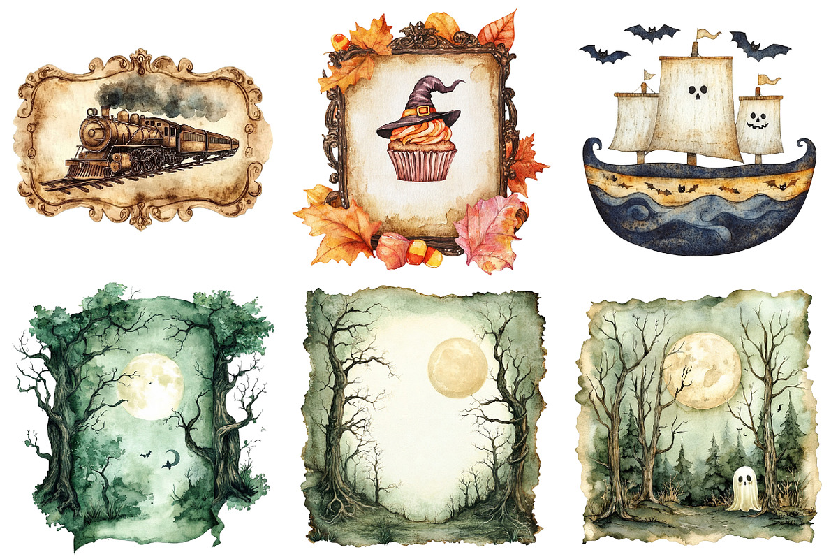 Halloween Old Tickets Clipart Bundle, a Seasonal Illustration by CitraGraphics (Photo 4 of 8)