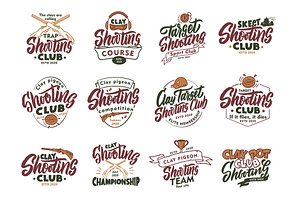 Logo Set Of Vintage Clay Shooting