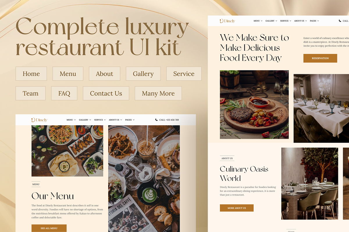 Dinely - Luxury Restaurant Website, an UI Kit Template by dhuhacreative (Photo 4 of 16)