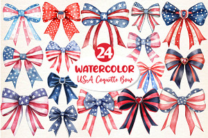 USA Coquette Bow Clipart, an Illustration by Dream Creation