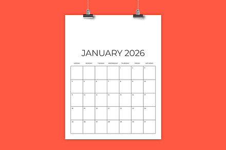 2026 Vertical 8.5 x 11 Inch Calendar, a Stationery Template by Running With Foxes