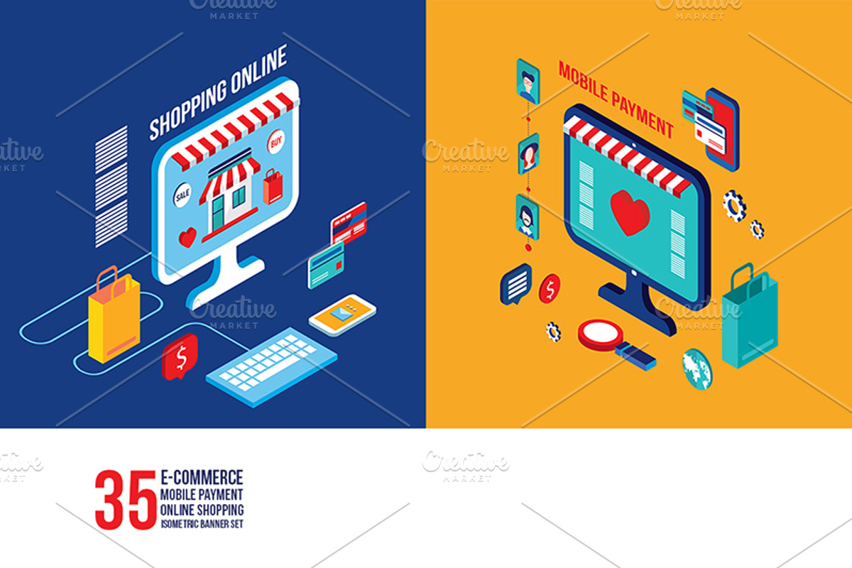 Online shopping e-commerce banners, a Work Illustration by Anttoniu (Photo 3 of 5)