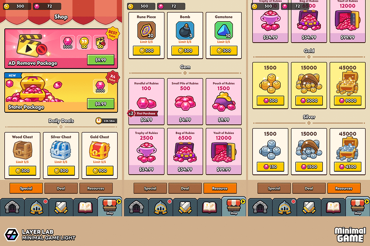 GUI Pro - Minimal Game Light, an UI Kit Template by LAYERLAB (Photo 45 of 51)