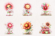Whimsical Sunflower Summer Clipart, an Illustration by CreationArt (Thumbnail 7 of 7)