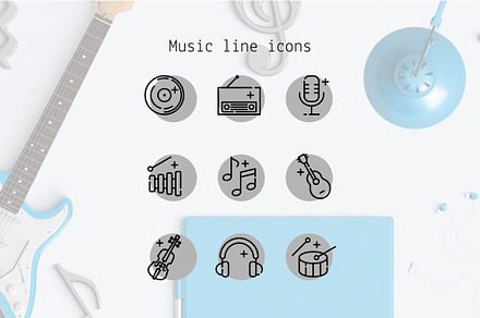 Music Line Icons, an Outline Icon by Lyolya Profitrolya
