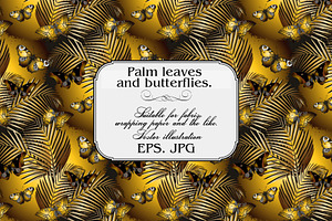 Palm Leaves And Butterflies.