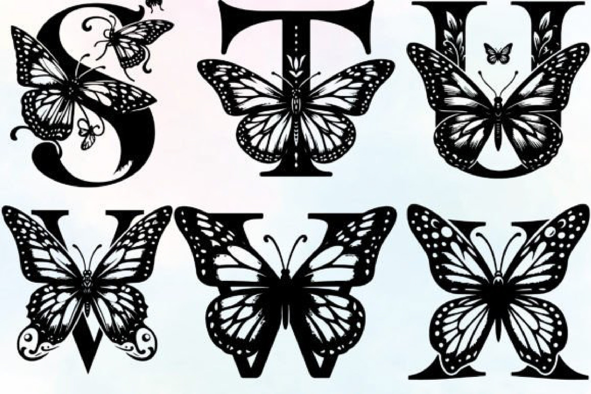Butterfly Monogram Alphabet PNG, an Illustration by CraftArtStudio (Photo 4 of 6)